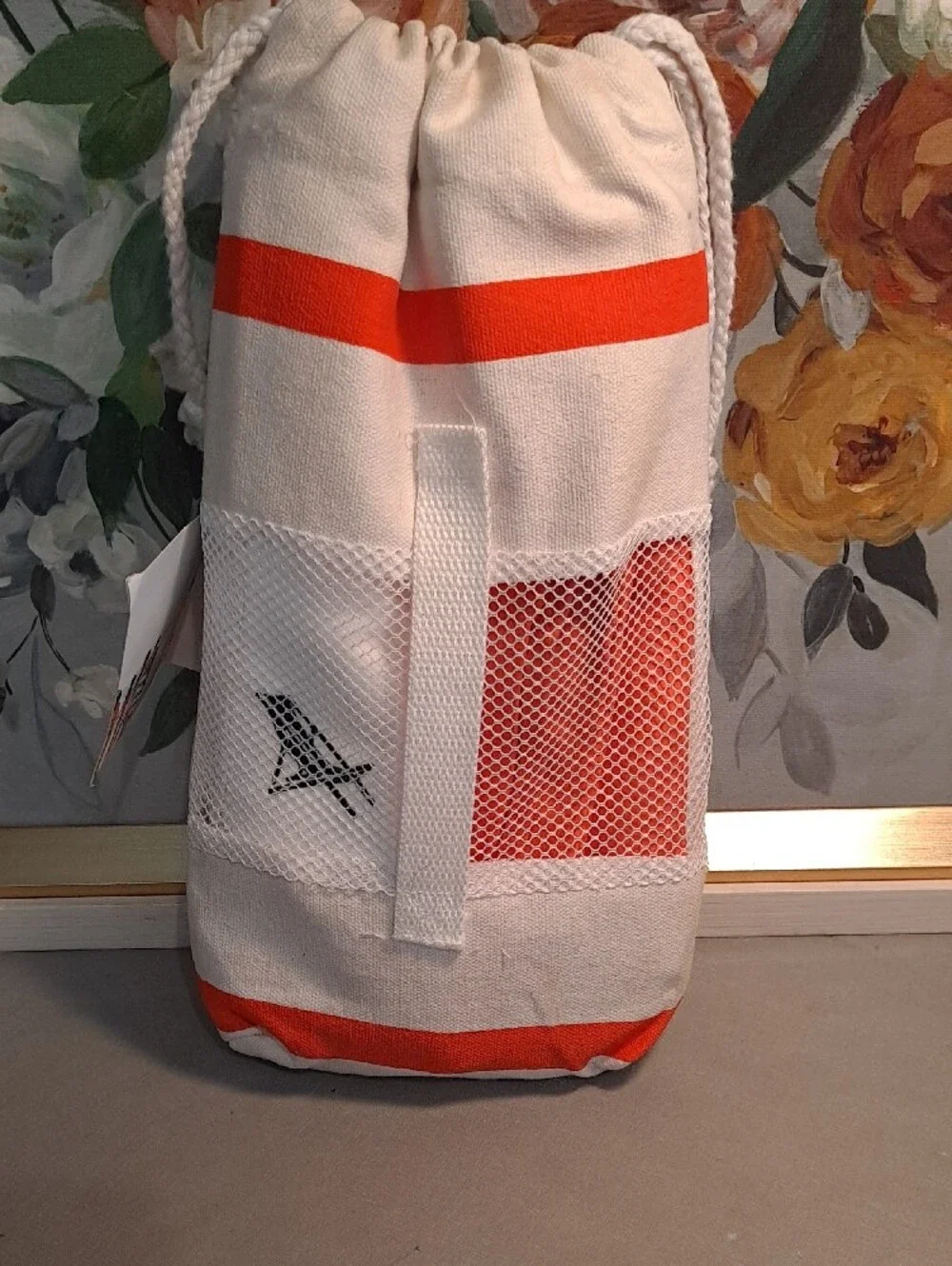 dock & bay XL Microfibre Absorbent Beach Towel Cream Waikiki Coral Stripes